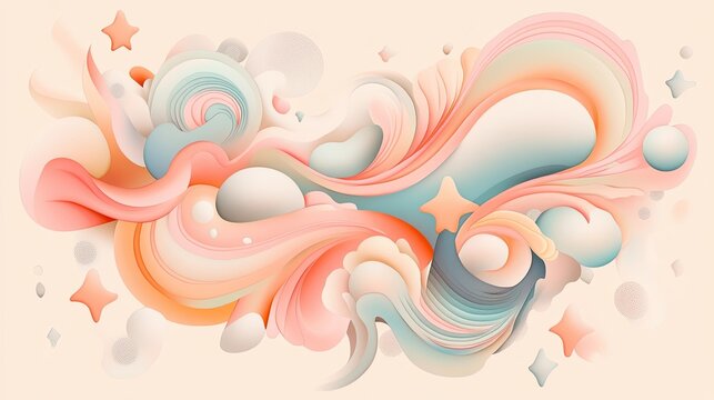 Stylish Happy New Year hand lettering with swirls and stars, creating a festive holiday design in soft colors