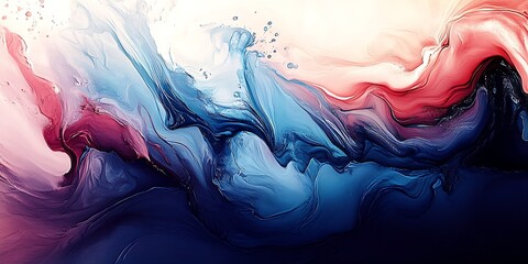 Poster - Abstract Fluid Art with Vibrant Colors Blending in Dynamic Swirling Motion : Generative AI