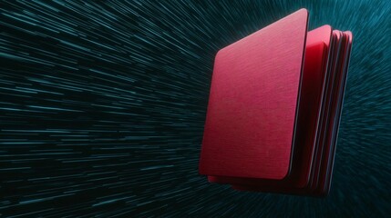 Poster - Red folder with motion blur effect on a dark background.