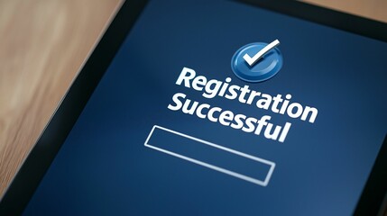 Poster - Register approval Registration confirmation screen on a digital device.