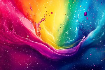 Poster - Energetic Color Splash Abstract Artwork with Vibrant Rainbow Hues : Generative AI