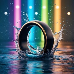 Poster - Ring is in the water with a splash of water around it