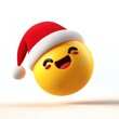 © ธนากร บัวพรหม - Smiley face emoji with Christmas hat, isolated.