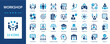 © Jan - Workshop flat icons collection. Professional seminar to teach skills and improve teamwork sign set.