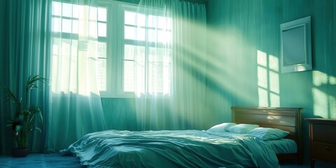 Poster - Bedroom with a bed and a window