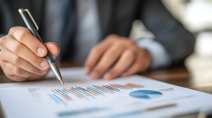 Poster - Business analysis meeting office report review professional environment close-up view data insights for growth