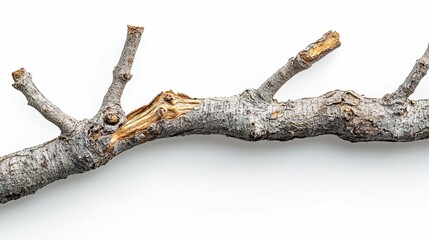 A Broken Tree Branch Isolated On White Background