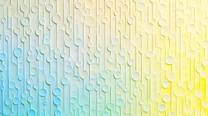 a 3D dotted pattern with varying dot sizes in pastel yellow, blue, and green, creating a gradient effect