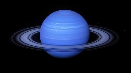 Wall Mural - Neptune surrounded by its faint rings and moons, bathed in the distant light of the Sun.