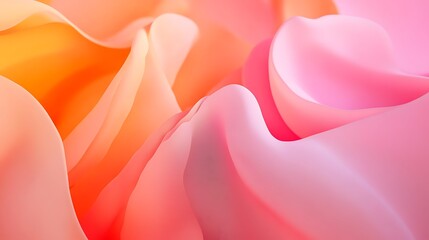 Poster - Soft pink and orange gradient waves create a calming abstract background for creative projects and designs