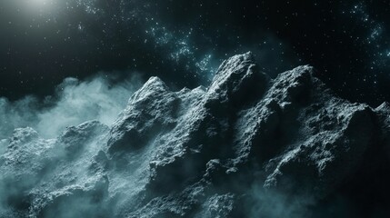 Wall Mural - metallic minerals on asteroid surface in deep space