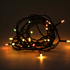 Wall Mural - A tangled coil of colorful Christmas lights ready to illuminate the holiday season