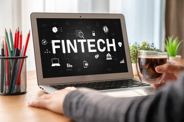 Poster - fintech financial technology software for modish business to analyze marketing strategy