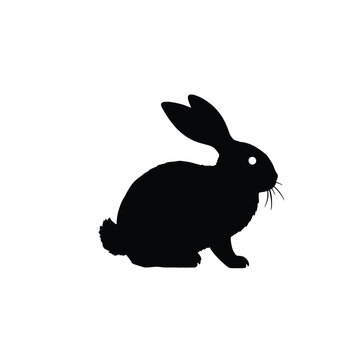 Bunny Silhouette, black silhouette on whit background