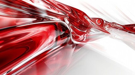 Poster - Futuristic red and white abstract glossy 3d rendering image. Smooth reflective curves high-tech background wallpaper colorful realistic. Minimalistic modern abstraction concept idea