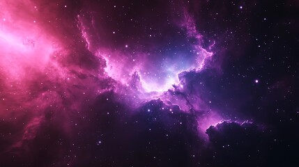 Poster - Vivid pink and purple space nebula showcasing stellar formation and cosmic beauty in deep universe