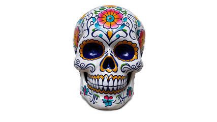 Wall Mural - White Sugar Skull with Floral Designs  
