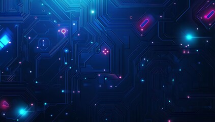 Poster - Exploring the vibrant world of microchips and circuits illuminated by glowing elements