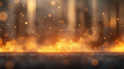 Wall Mural - A blurry image of fire with a lot of sparkles