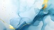 © Olga - Blue liquid watercolor background with golden stains. Abstract painting in blue, white and gold tones, fluid style marble alcohol ink drawing with kintsugi.