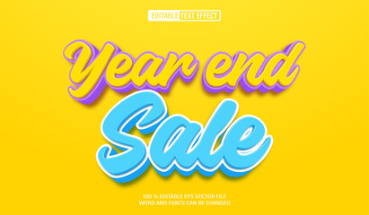 Poster - Editable 3d text style effect - Year End Sale text effect Template
