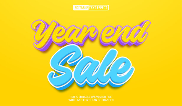 Editable 3d text style effect - Year End Sale text effect Template
