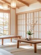 © xbzz - Elegant japanese style living room tranquil house interior design minimalist environment natural light serenity concept