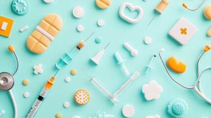 Poster - A close-up shot of medical equipment like stethoscopes, syringes, and IV drips, representing the tools and technologies used in healthcare to diagnose and treat illnesses.