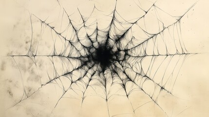 Intricate Spiderweb Design on Beige Background