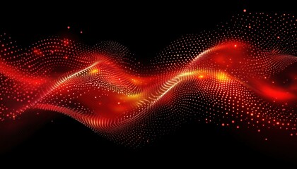 Poster - Abstract Dynamic Wave Of Technology And Science: Digital Wave With Numerous Dots And Particles
