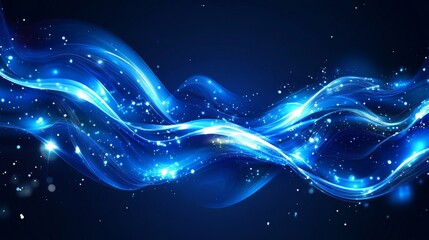 Wall Mural - a premium blue neon background illustration featuring soft and elegant waves, ideal for wallpapers, 