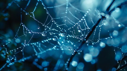 morning dew on the spider web. close up. nature background