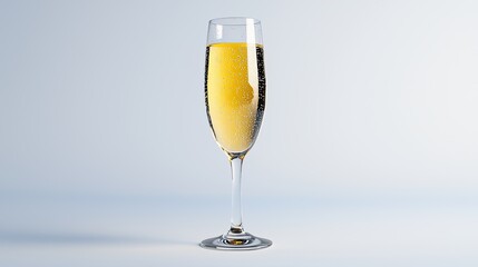 Elegant glass of sparkling champagne filled with bubbly effervescence on a soft gradient background, perfect for celebration and festive occasions