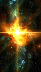Wall Mural - Bright celestial explosion illuminates the cosmos with vivid colors and light