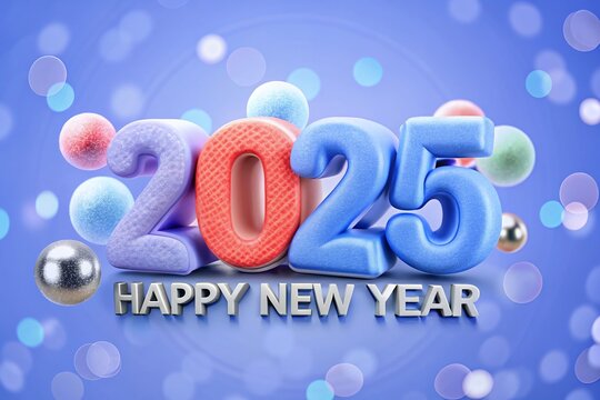 Design Number 2025 with Happy New Year Greeting Card