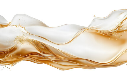 Poster - a white background with a golden wave of liquid on it