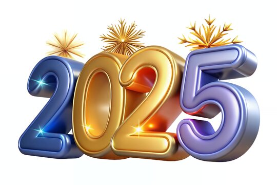 2025 Happy new year in golden design with firework