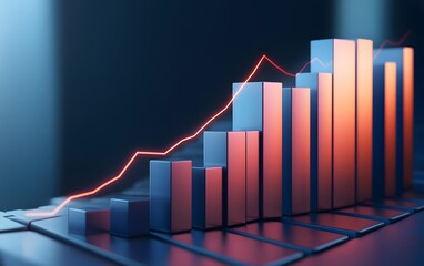 Poster - 3D financial growth chart illustration.