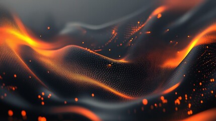 Abstract Glowing Orange Wave Design - Modern Digital Art