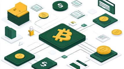 Poster - Bitcoin network with transactions, payments, and data exchange.