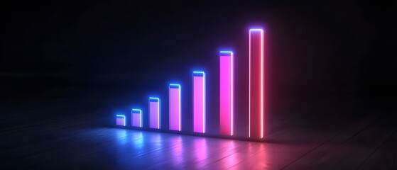Poster - A sleek, neon-lit graph representing growth and progress in a modern digital environment.
