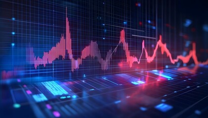 Fototapete - dynamic financial graph displaying real-time data trends with vibrant colors and modern design eleme