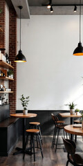 Wall Mural - Modern, cozy cafe, coffee shop, coffee corner interior design with space for text