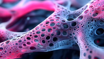 Poster - Vibrant abstract texture showcasing intricate patterns and hues of pink and blue. Ideal for modern designs.