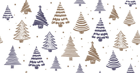 Wall Mural - christmas tree, new year set, hand drawn illustrations