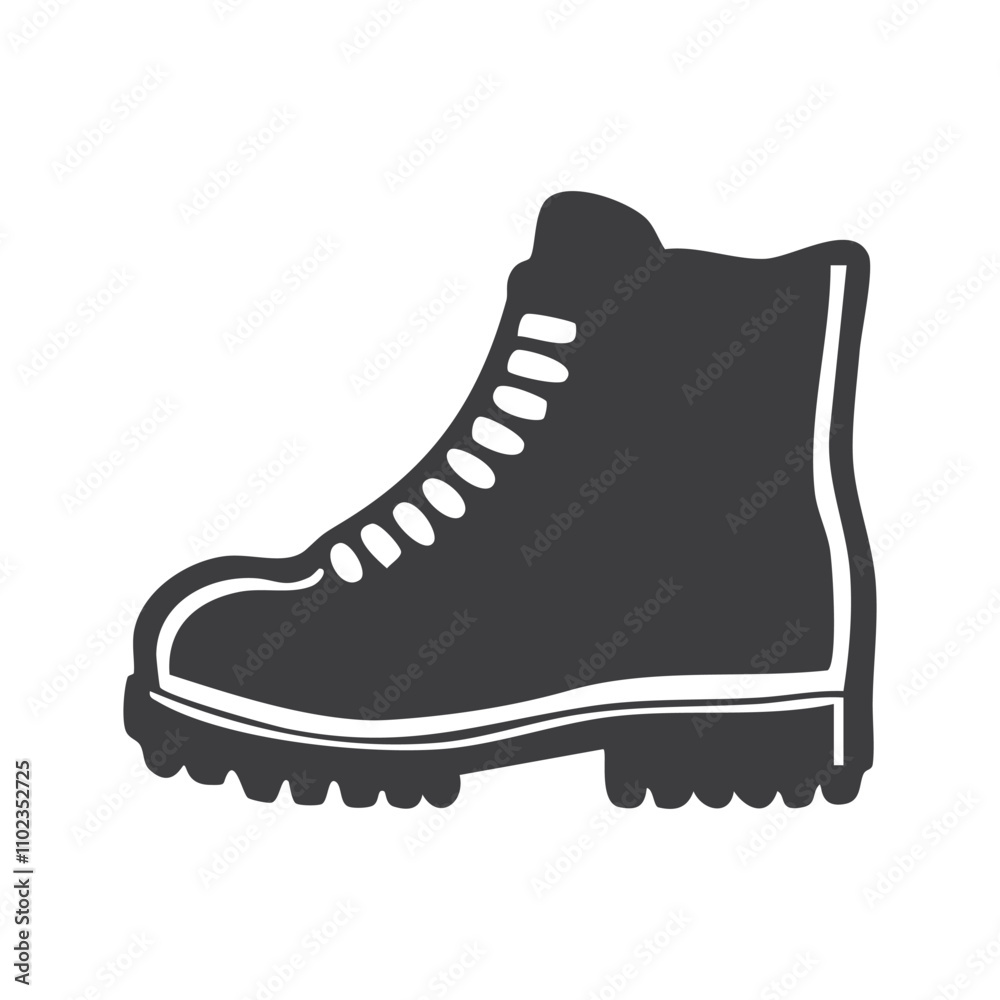 Boot Icons, Black Silhouette Front View, Simple Flat Vector ...