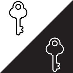Poster - Key icon vector. Key sign symbol in trendy flat style. Key vector icon illustration isolated on white and black background