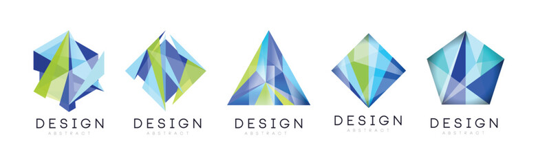 Aufkleber - Abstract Geometric Logo Design with Shape and Figure Vector Set