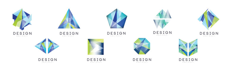 Aufkleber - Abstract Geometric Logo Design with Shape and Figure Vector Set