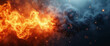 © Levi de Oliveira - Abstract background with Impactful Confrontation of Fire and Smoke and sparks from an explosion.
